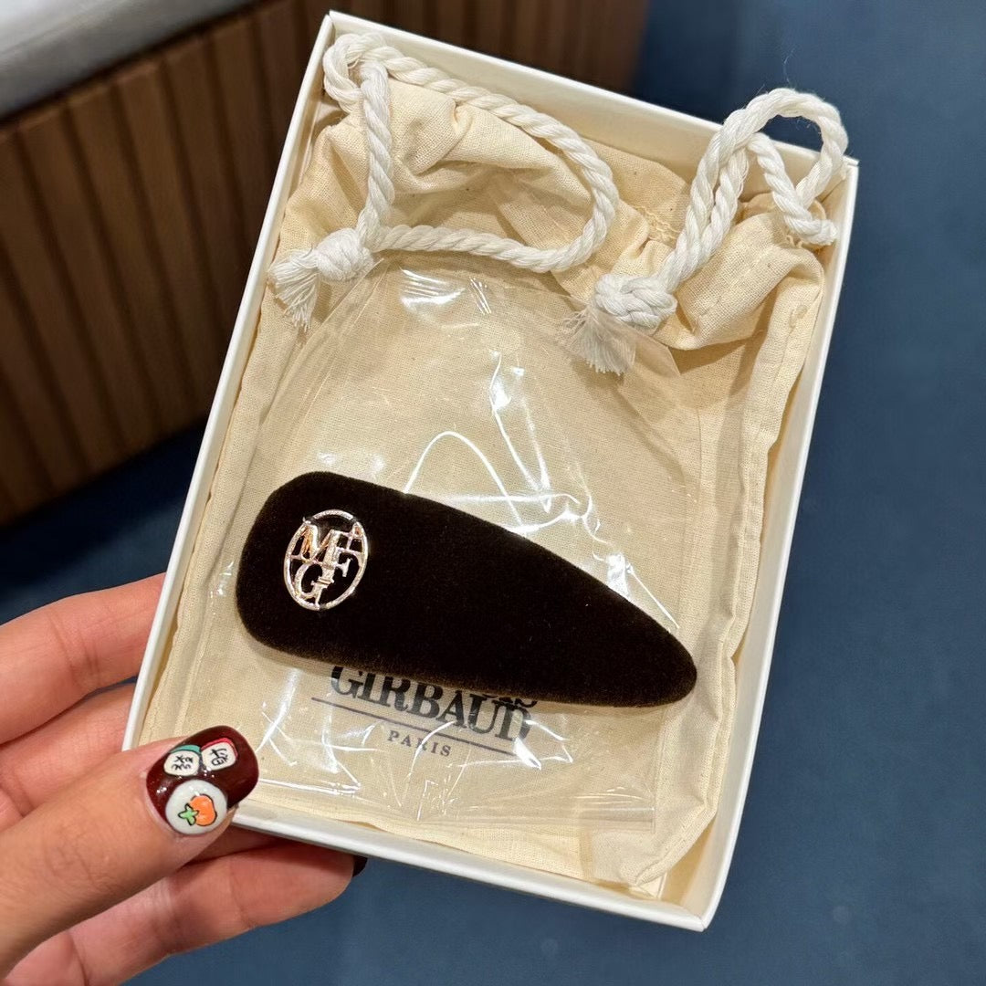 韓國 Marithe Francois Girbaud Circle Logo Velvet Hair Pin【MF732】