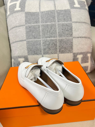 【Preloved】Hermes 白色真皮鞋 (尺碼37.5 正碼)  【ST017】