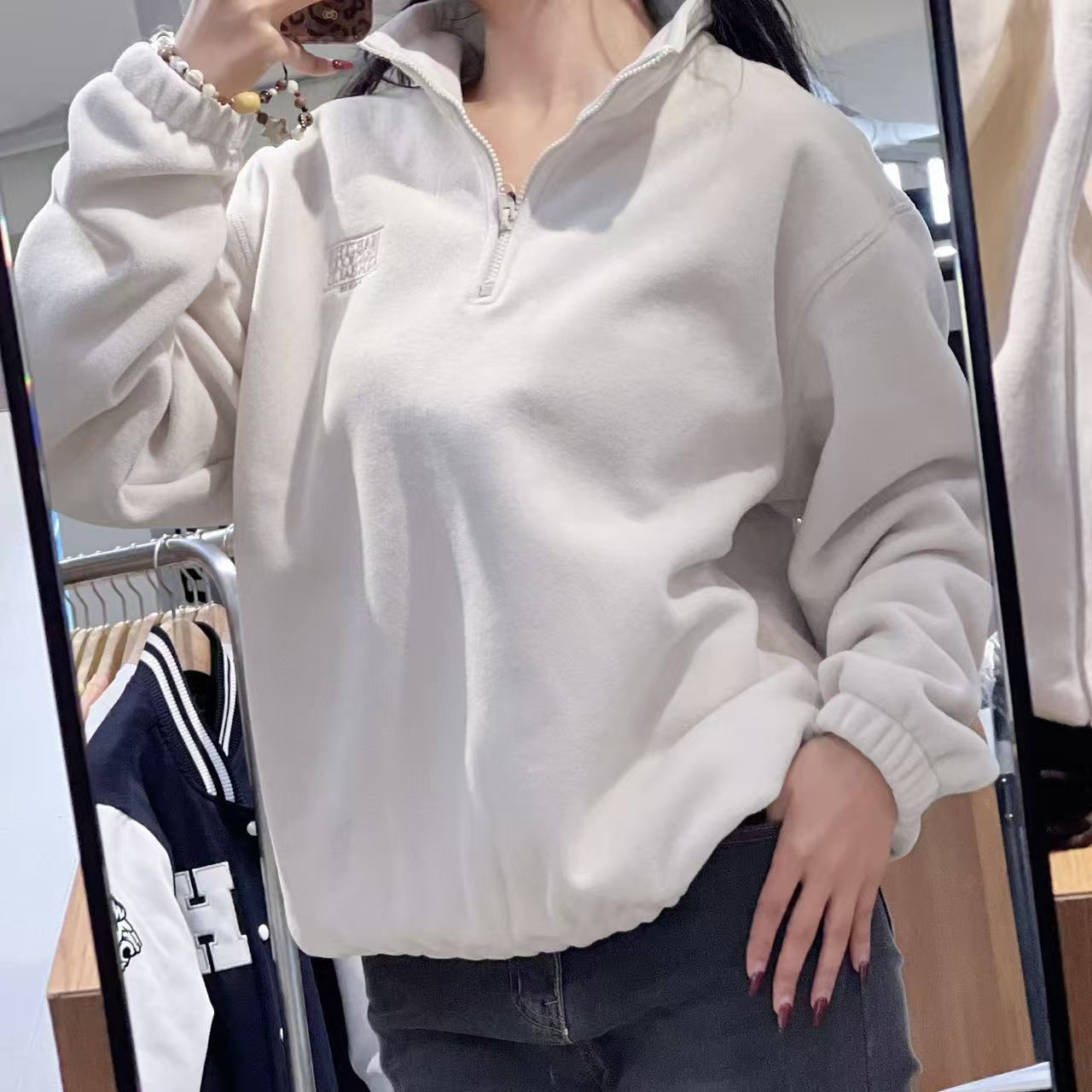 韓國 Marithe Francois Girbaud Classic Logo Half Neck Fleece Sweatshirt【MF769】