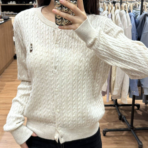 韓國 Who.A.U Steve High Gauge Wool Cable Cardigan【WA039】 - STT Mall HK 靚太網購
