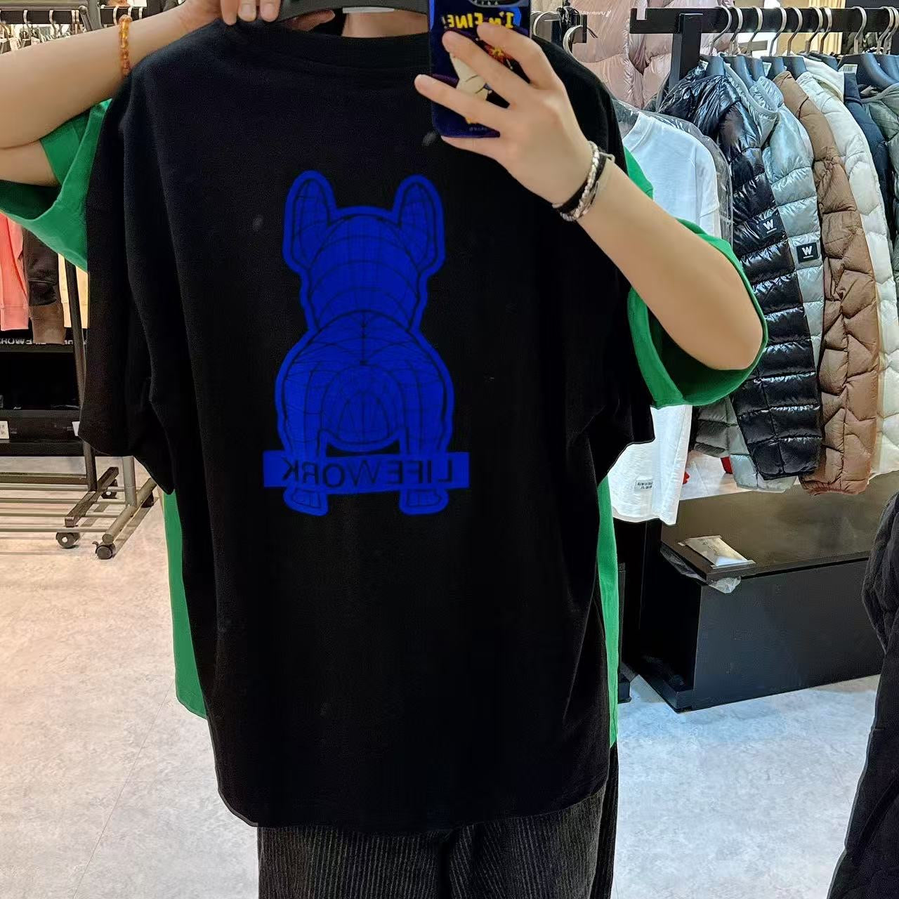 韓國 LifeWork Flocked Ladok Print T-Shirt【LW040】