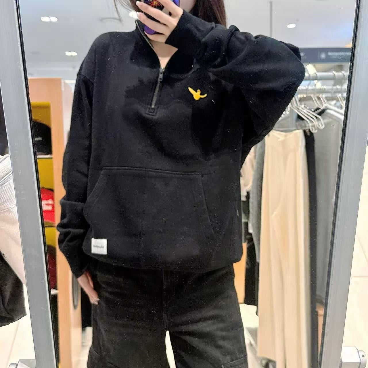 韓國 Mark Gonzales Angel Wappen Half Zip-Up Sweatshirt【MG151】