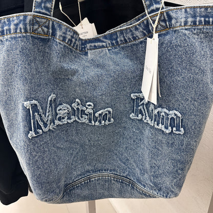 韓國 Matin Kim LOGO WASHED DENIM TOTE BAG【MK026】