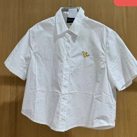韓國 Mark Gonzales Women's Angel Poplin Crop Short Sleeve Shirt【MG074】