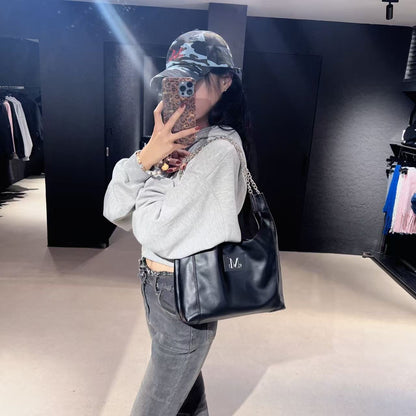 韓國 Mucent Glady Sliver Chain Leather Shoulder Bag【MU115】