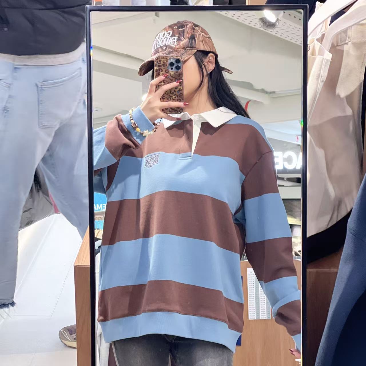 韓國 Marithe Francois Girbaud Classic Logo Stripe Rugby Sweatshirt【MF650】