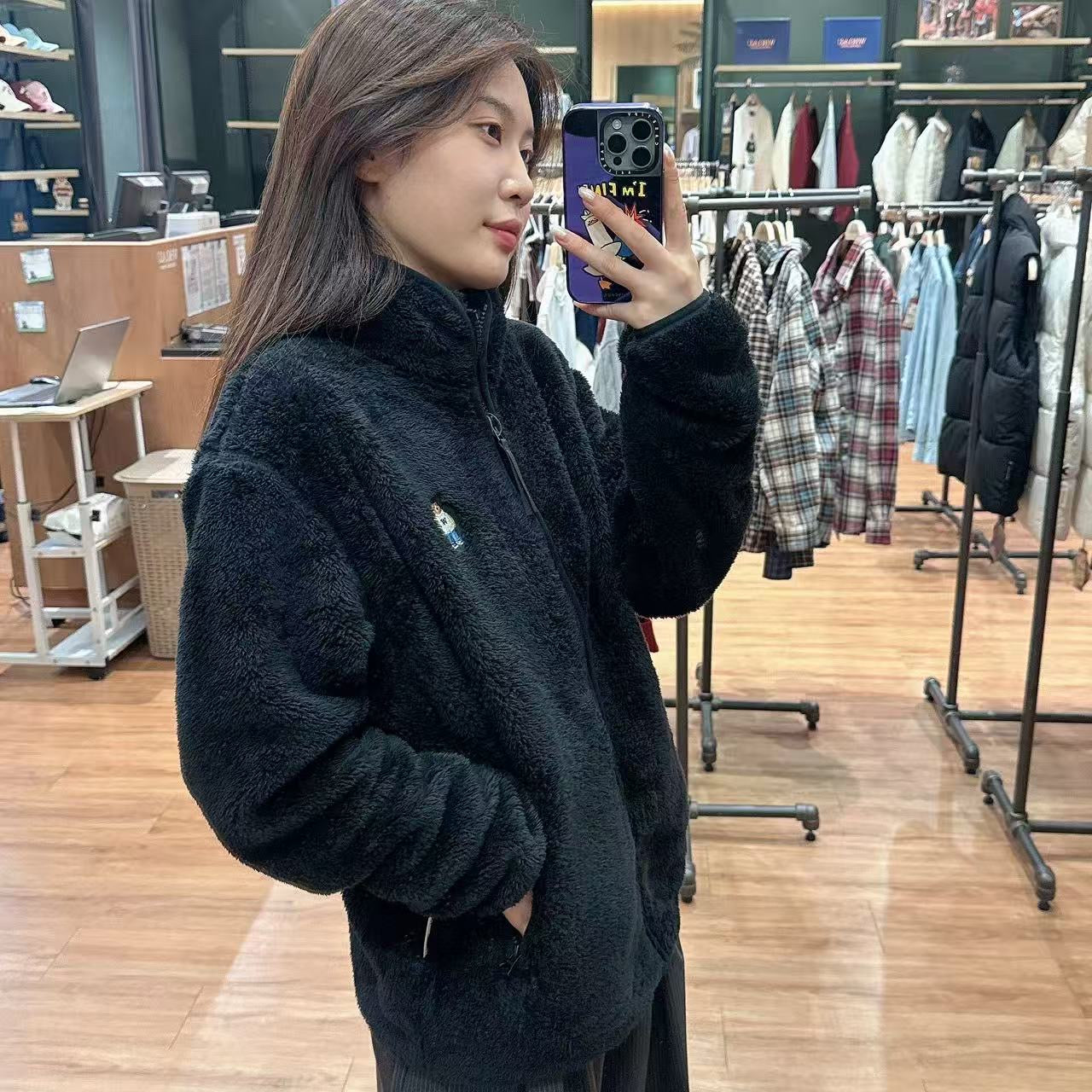 韓國 Who.A.U Steve Fur Fleece Zip-Up【WA245】