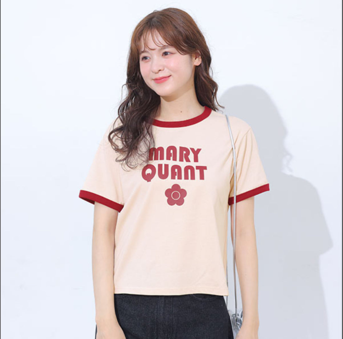 日本直送 Mary Quant Retro Logo Ringer Daisy T-shirt【SJ035】