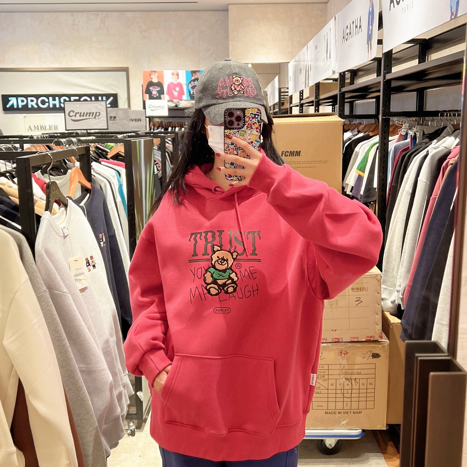 韓國 Ambler Trust Bear Overfit Fleece Hoodie【AR031】 - STT Mall HK 靚太網購