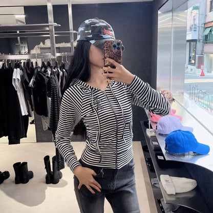 韓國 Mucent Sahara Leopard Cross Stripe Raglan Hooded Zip-Up【MU123】