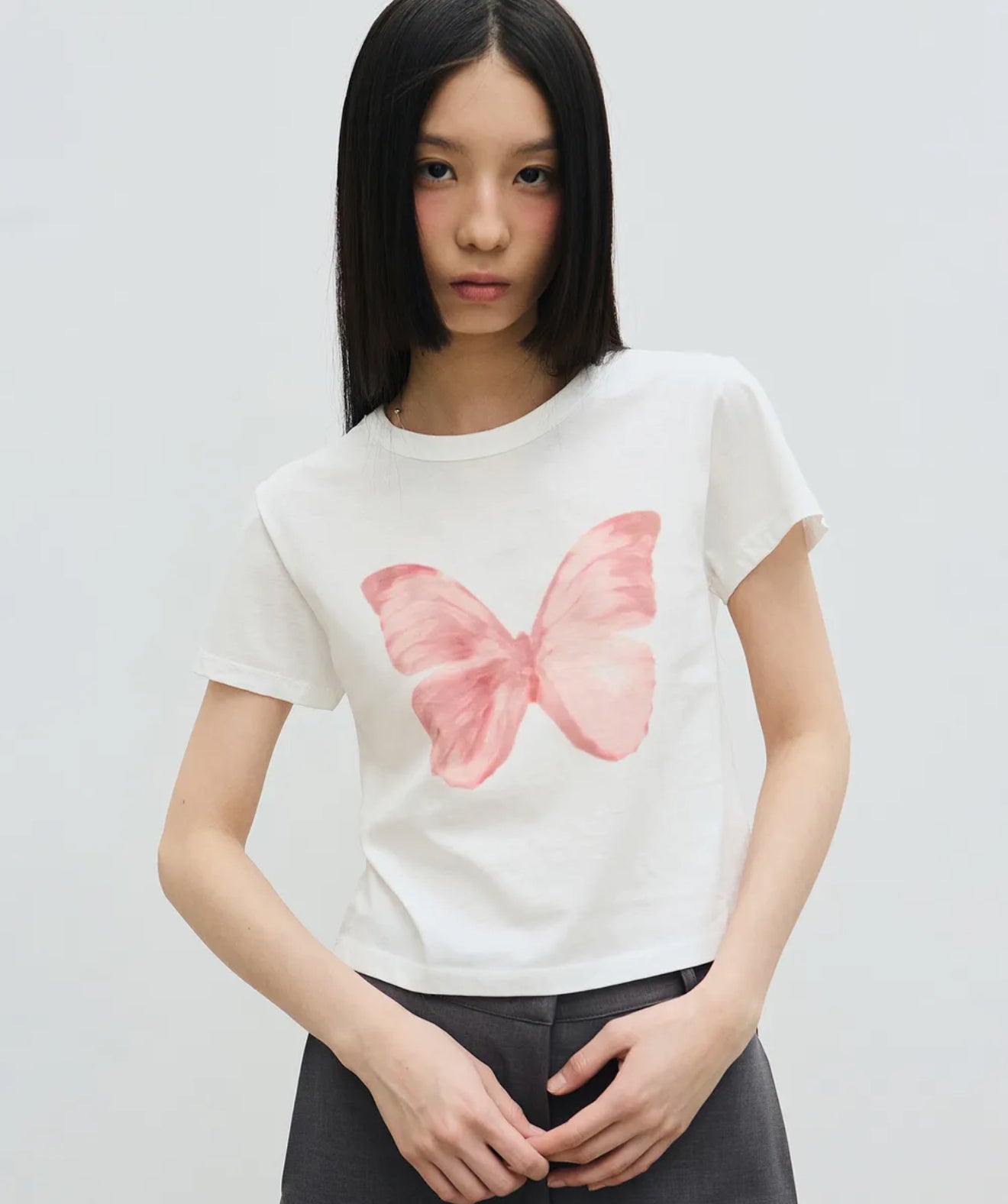 韓國 Nick Nicole Butterfly Soft Coloring Crop Top【KR006】