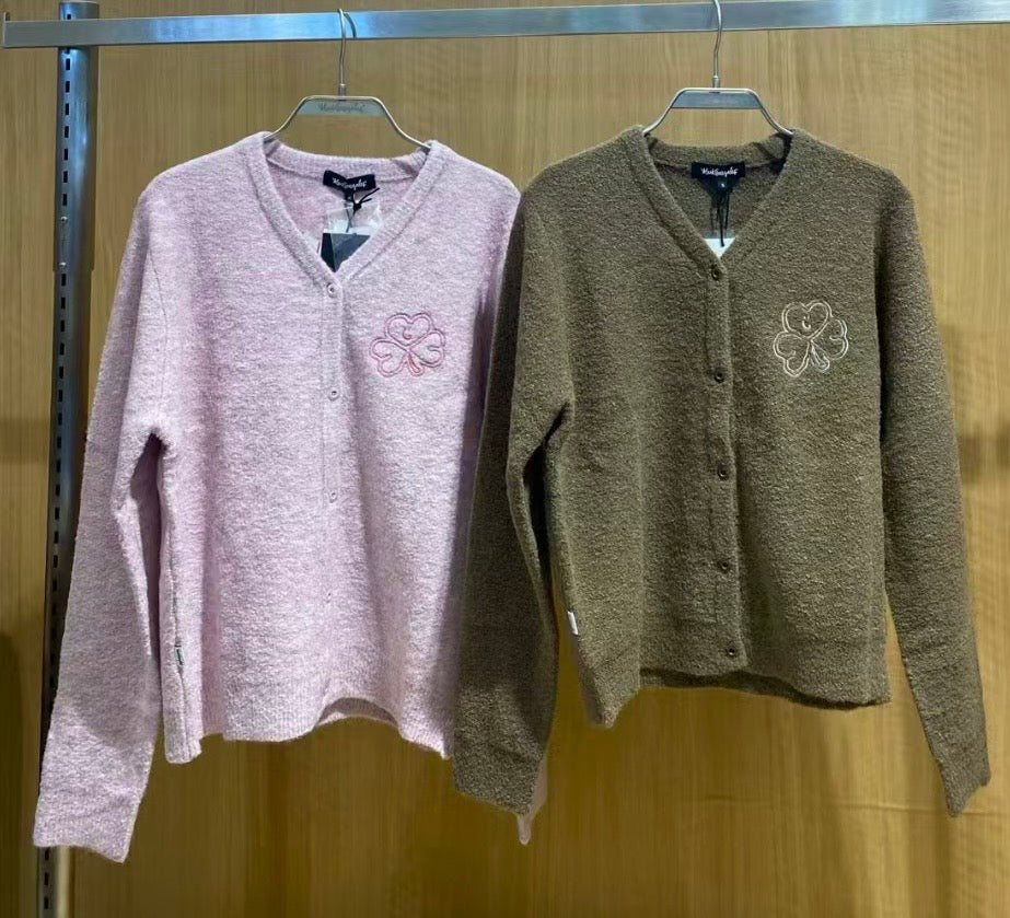 韓國 Mark Gonzales Women's Club V-Neck Brush Knit Cardigan【MG165】
