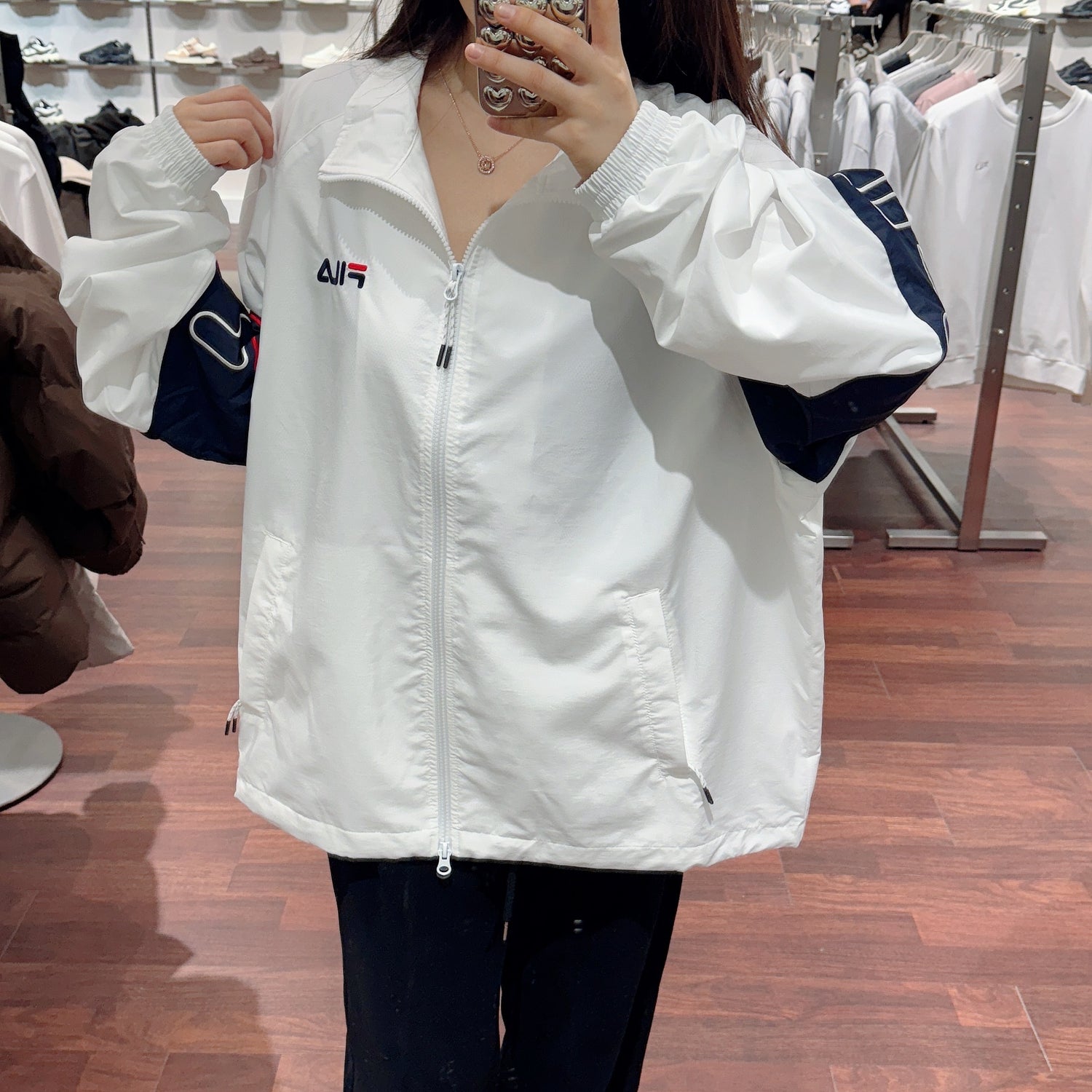 韓國 FILA Logo Sleeve Color Block Windbreaker【FA004】
