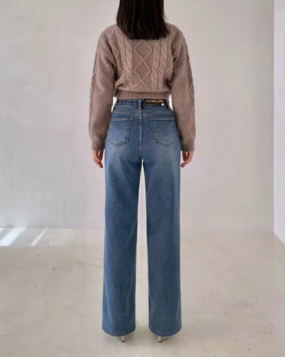 韓國 HowLuk 牛仔褲 刷薄毛 (冬季款)【H2568】