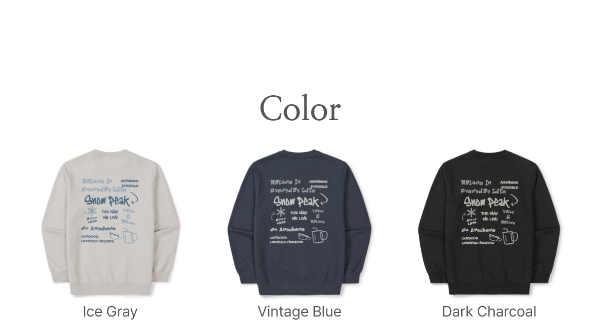 韓國 Snowpeak Doodle Graphic Sweatshirt【SN093】