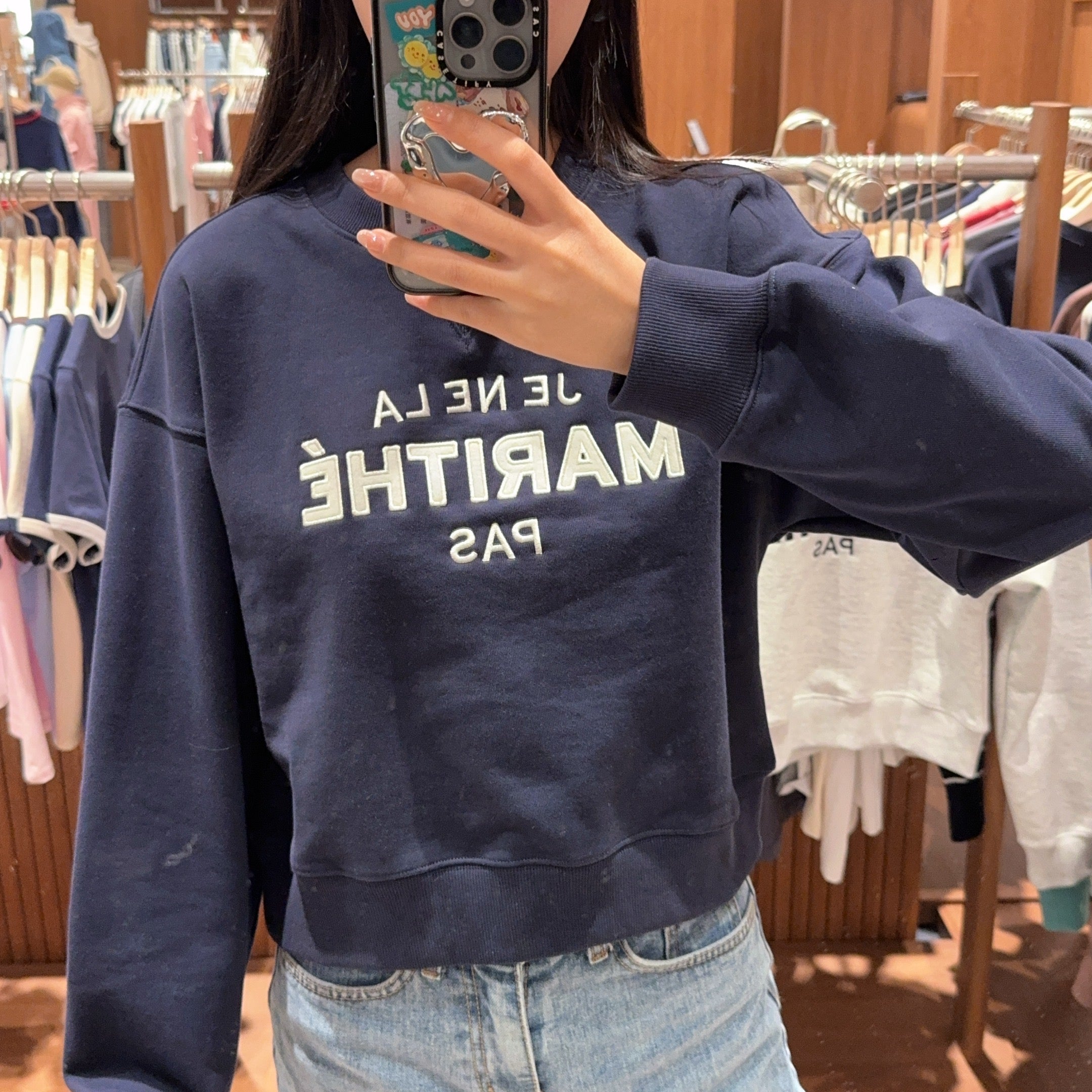 韓國 Marithe Francois Girbaud W APPLIQUE LOGO CROP SWEATSHIRT【MF325】