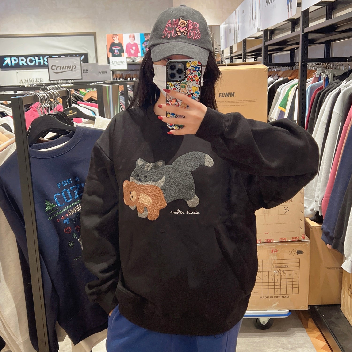 韓國 Ambler Cat biting Litter Bear Sweatshirt【AR036】 - STT Mall HK 靚太網購