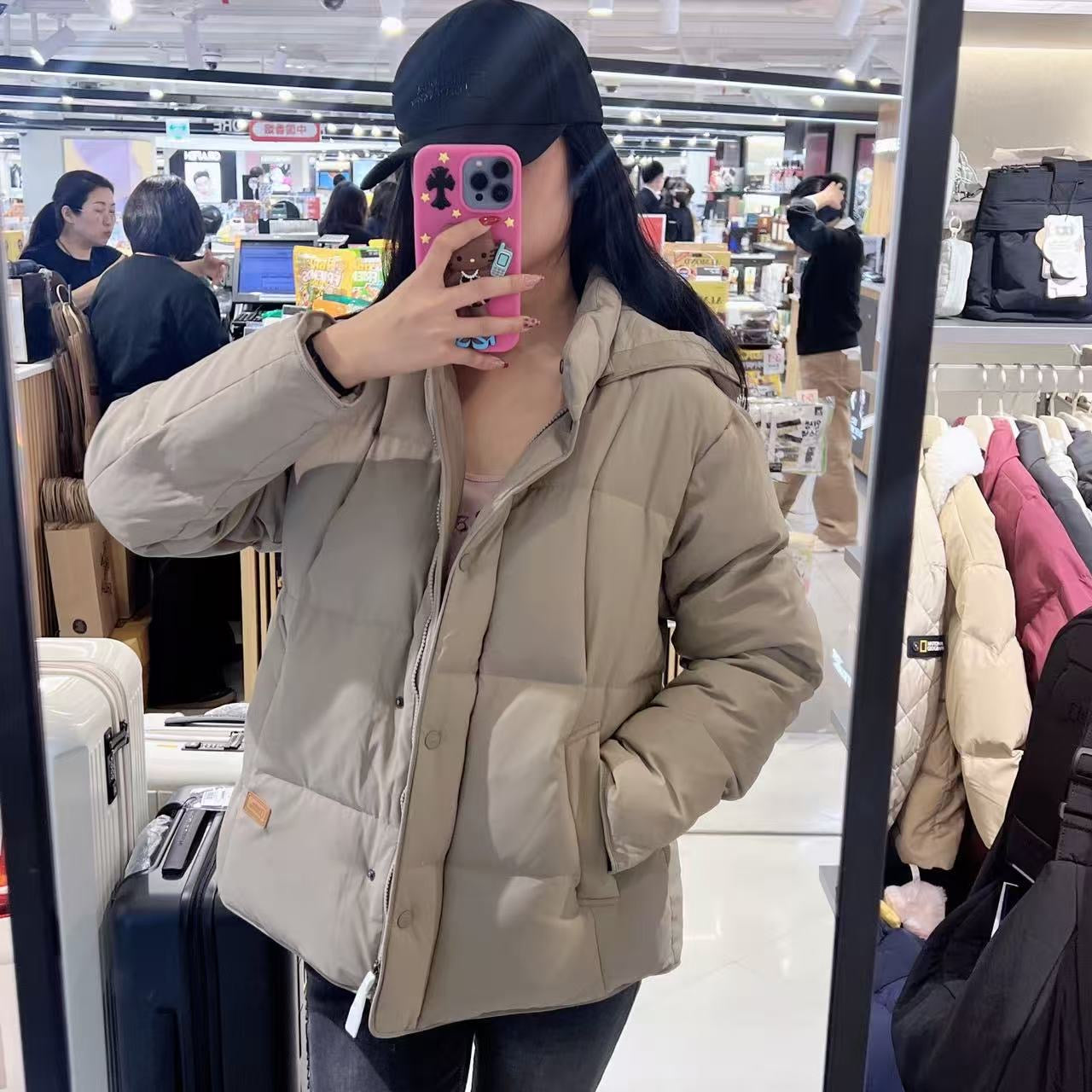 韓國 National Geographic Women's Square Quilted Hooded Detachable Duck Down Jumper (鴨絨)【NG281】