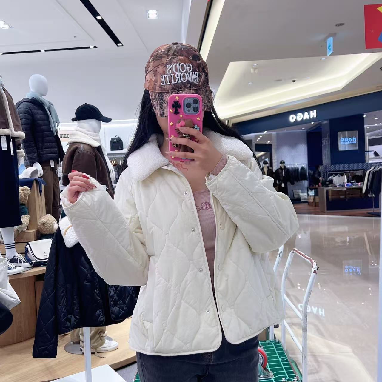 韓國 SPAO Detachable collar lightweight quilted jacket【SP192】