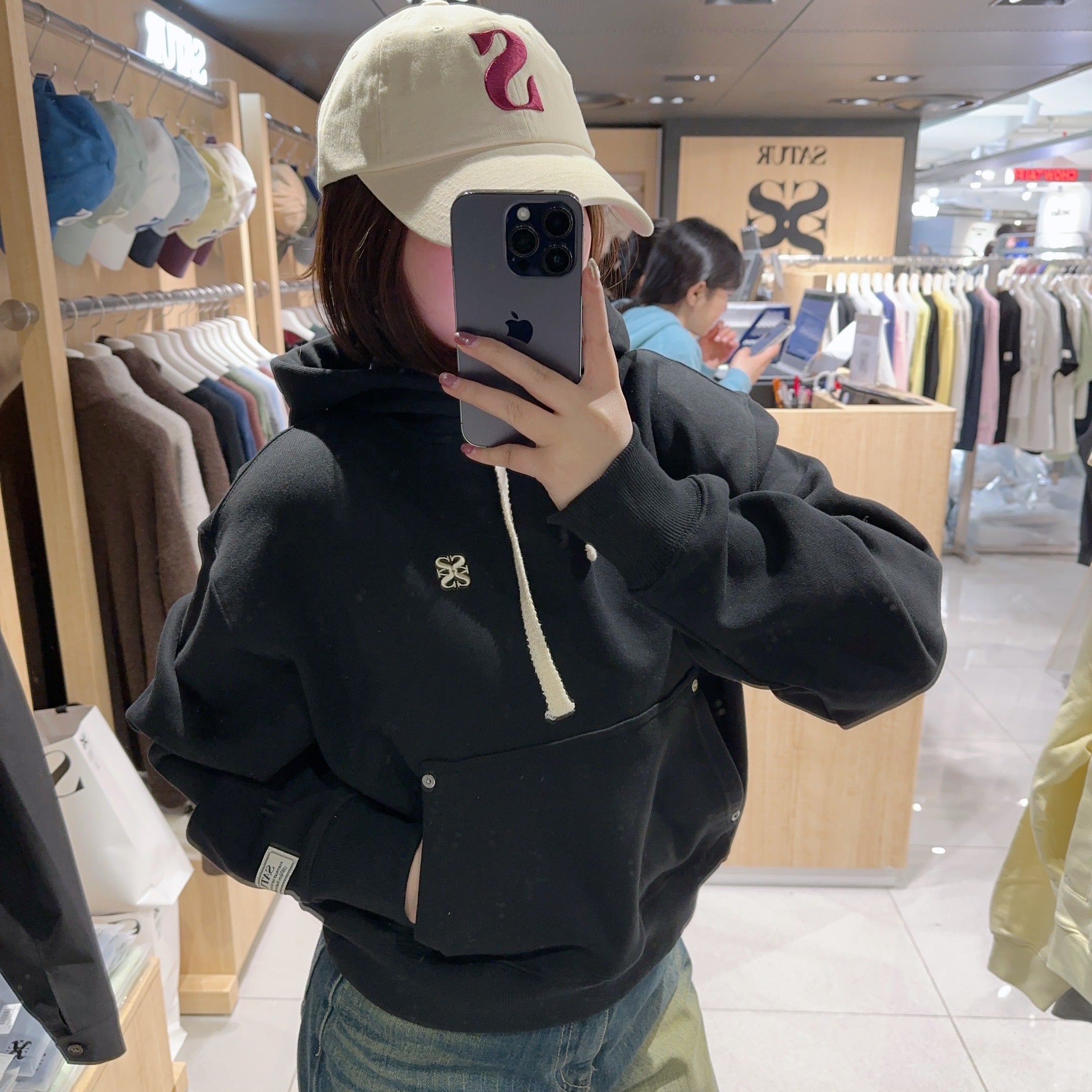 韓國 Satur (W) Classic Small Logo Rivet Hoodie【SR040】