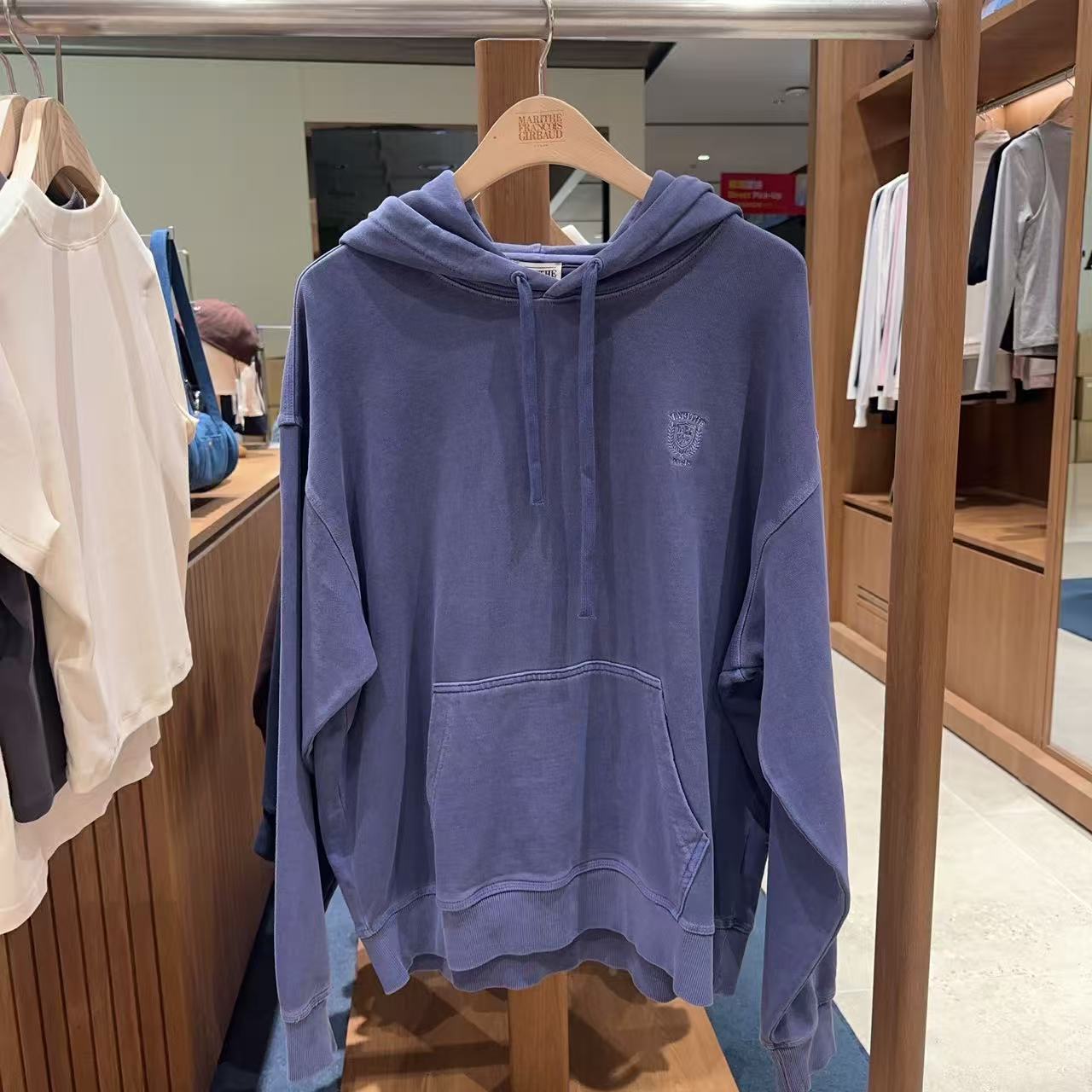 韓國 Marithe Francois Girbaud Crest Logo Garment Dyed Oversized Hoodie【MF727】