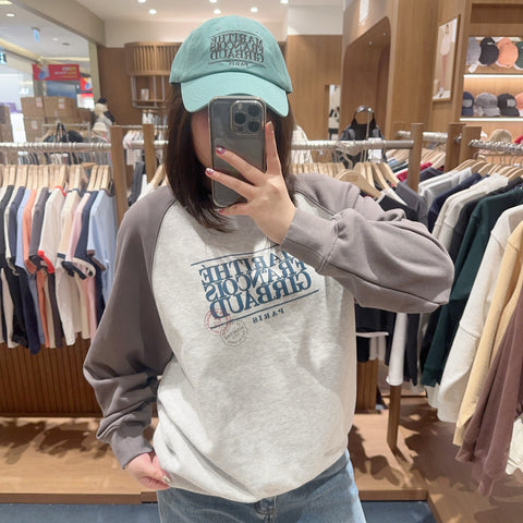 韓國 Marithe Francois Girbaud CLASSIC LOGO COLOR BLOCK RAGLAN SWEATSHIRT 【MF298】 - STT Mall HK 靚太網購