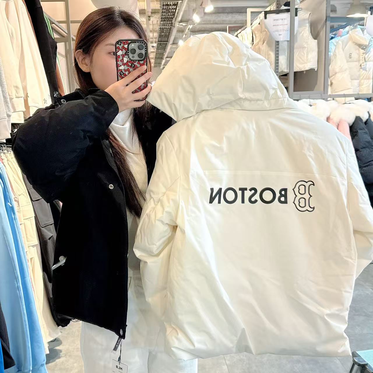 韓國 MLB Basic Big Lettering Hooded Detachable Quick-Drying Weight Short Padding NY【MB013】