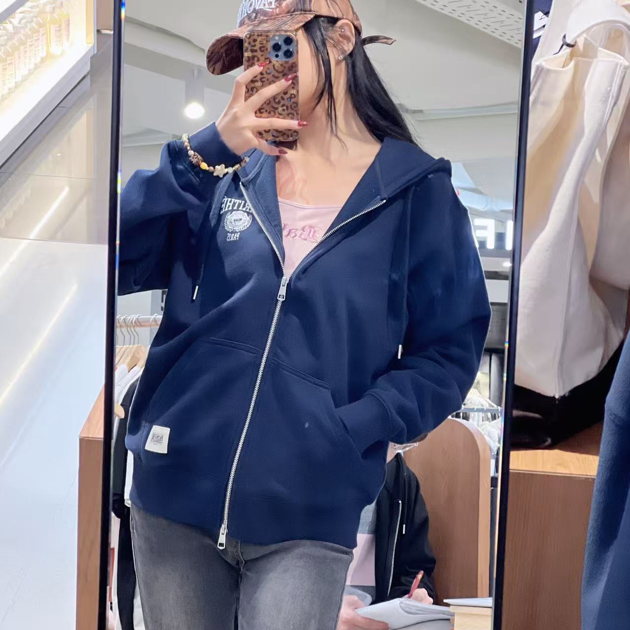 韓國 Marithe Francois Girbaud Big College Logo Graphic Hoodie Zipup【MF731】