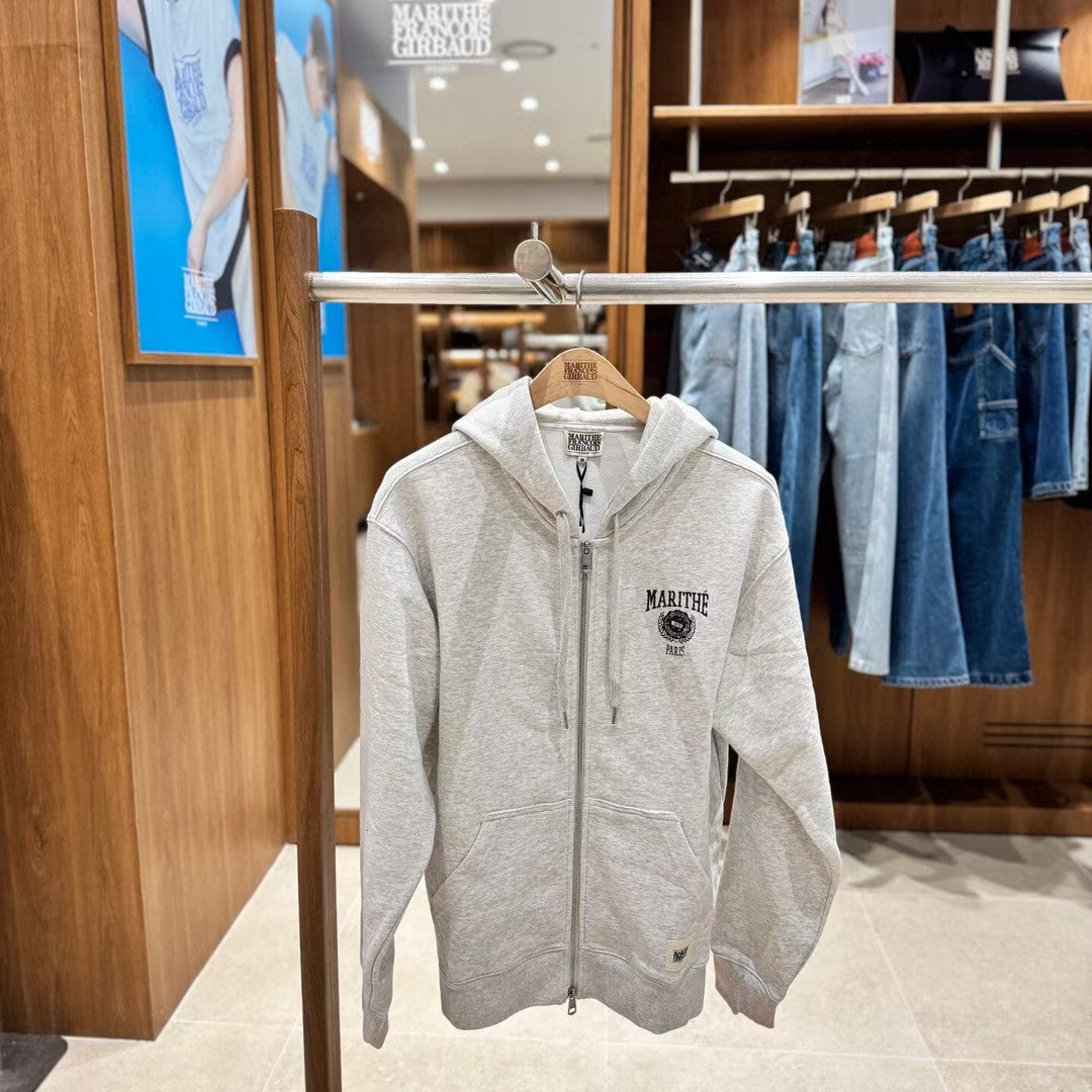 韓國 Marithe Francois Girbaud Big College Logo Graphic Hoodie Zipup【MF731】