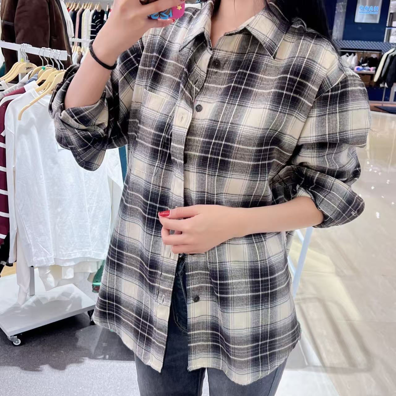 韓國 SPAO Flannel Overfit Check Shirt【SP314】