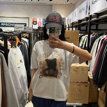 韓國 Ambler Bear in flames overfit short sleeve T-shirt【AR017】 - STT Mall HK 靚太網購