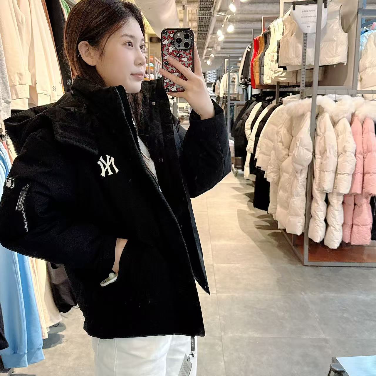 韓國 MLB Basic Big Lettering Hooded Detachable Quick-Drying Weight Short Padding NY【MB013】