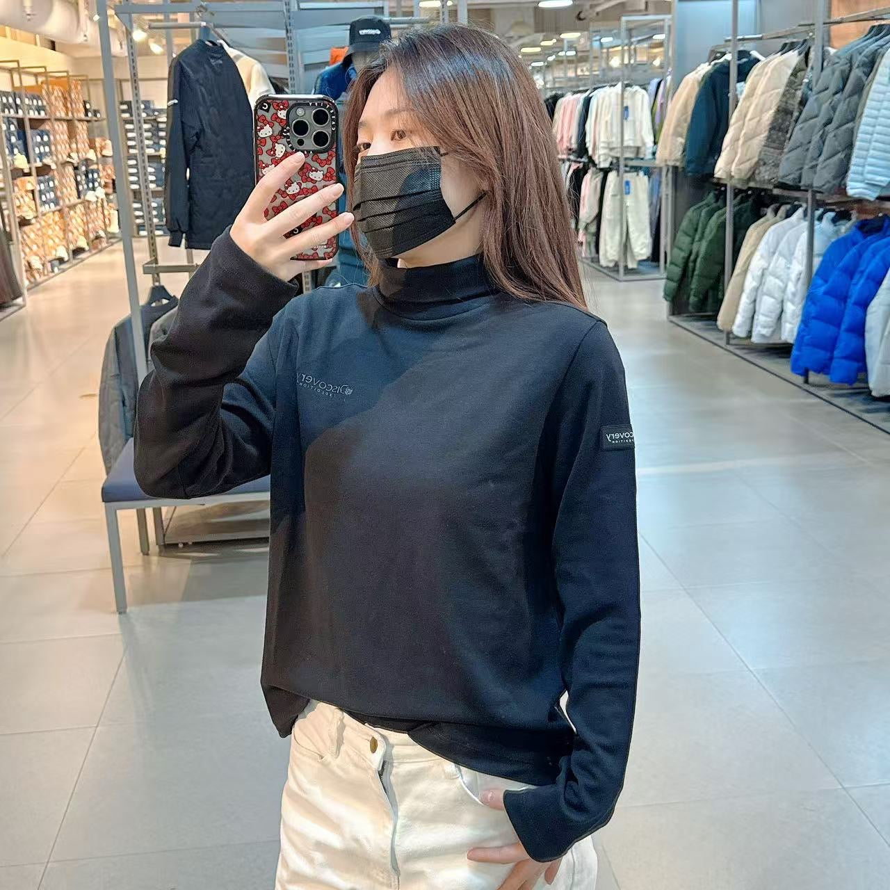 韓國 Discovery Women's Turtleneck Long Sleeve T-Shirt【DY164】