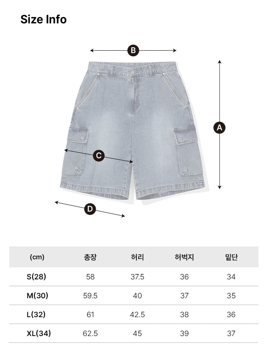 韓國 Beentrill Vintage Cargo Denim Bermuda Pants【BL077】