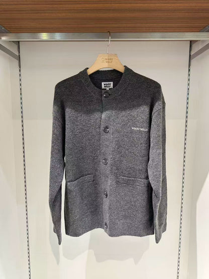 韓國 Wacky Willy Typo Logo Round Neck Cardigan【WW105】