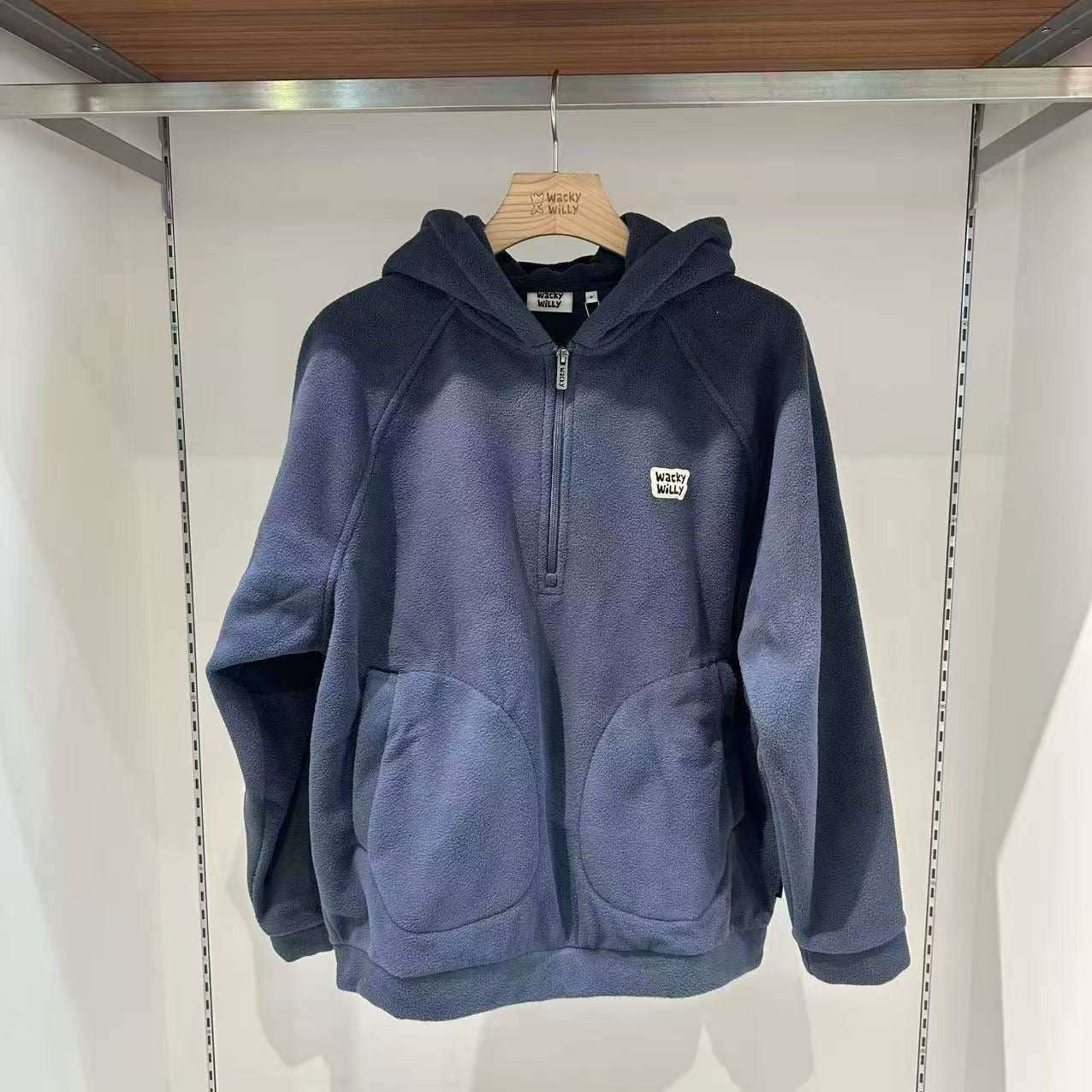 韓國 Wacky Willy Fleece Hooded Half Zip-Up【WW095】