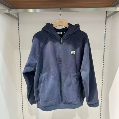 韓國 Wacky Willy Fleece Hooded Half Zip-Up【WW095】