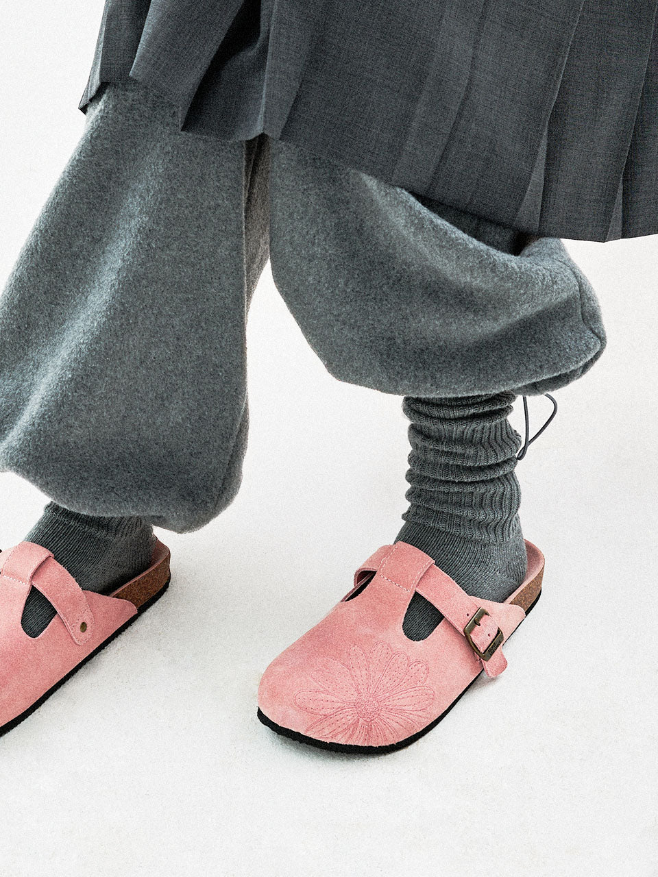 韓國 Mardi Mercredi Classique T-Strap Suede Mule【MM197】