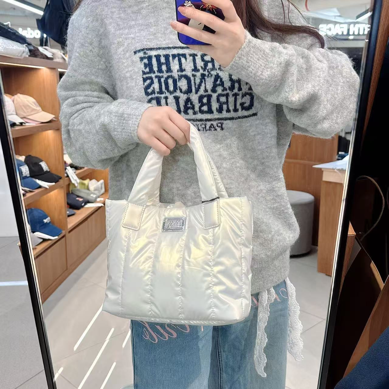 韓國 Marithe Francois Girbaud Classic Logo Matt Metallic Padding Bag【MF777】