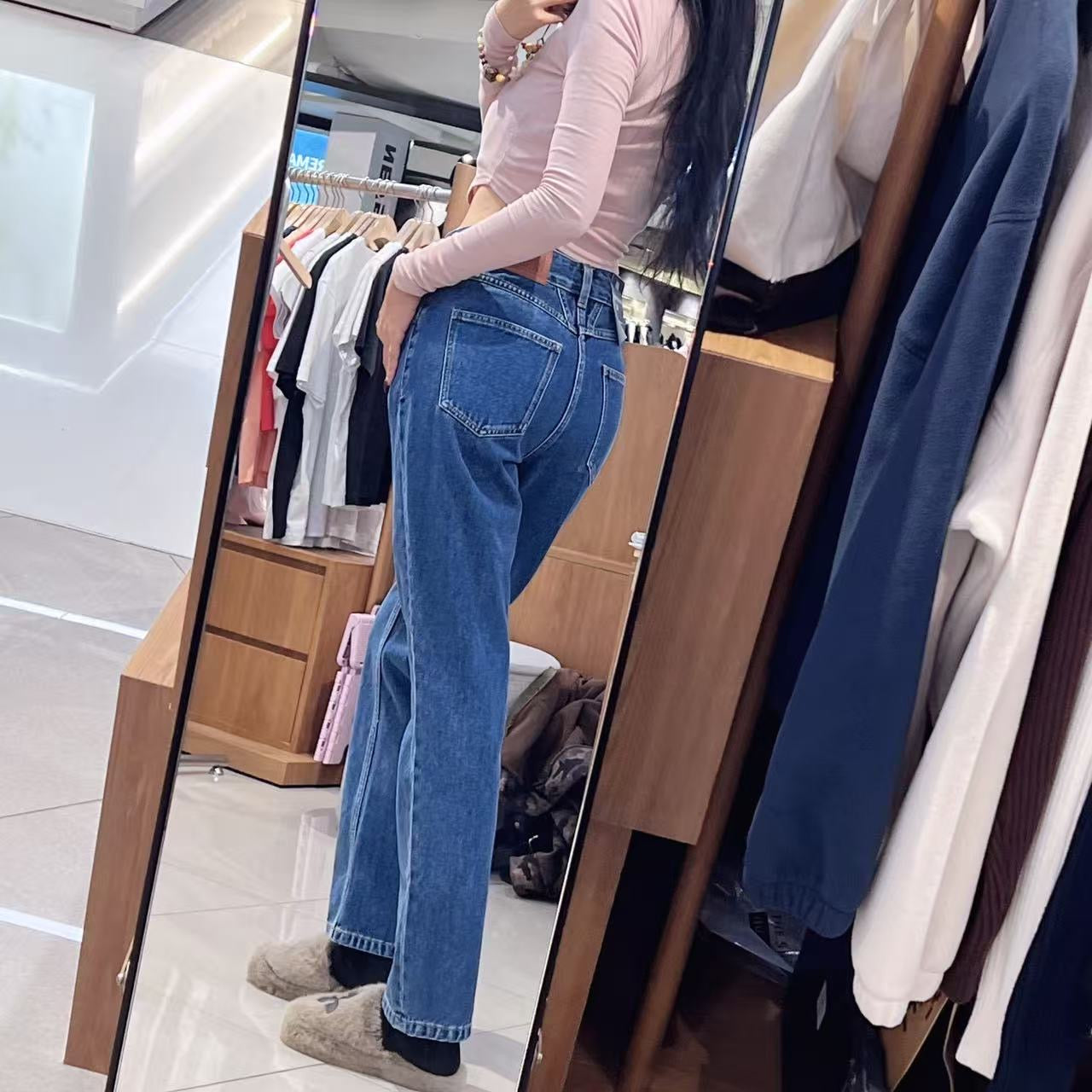 韓國 Marithe Francois Girbaud W Slim Straight Denim Pants【MF764】