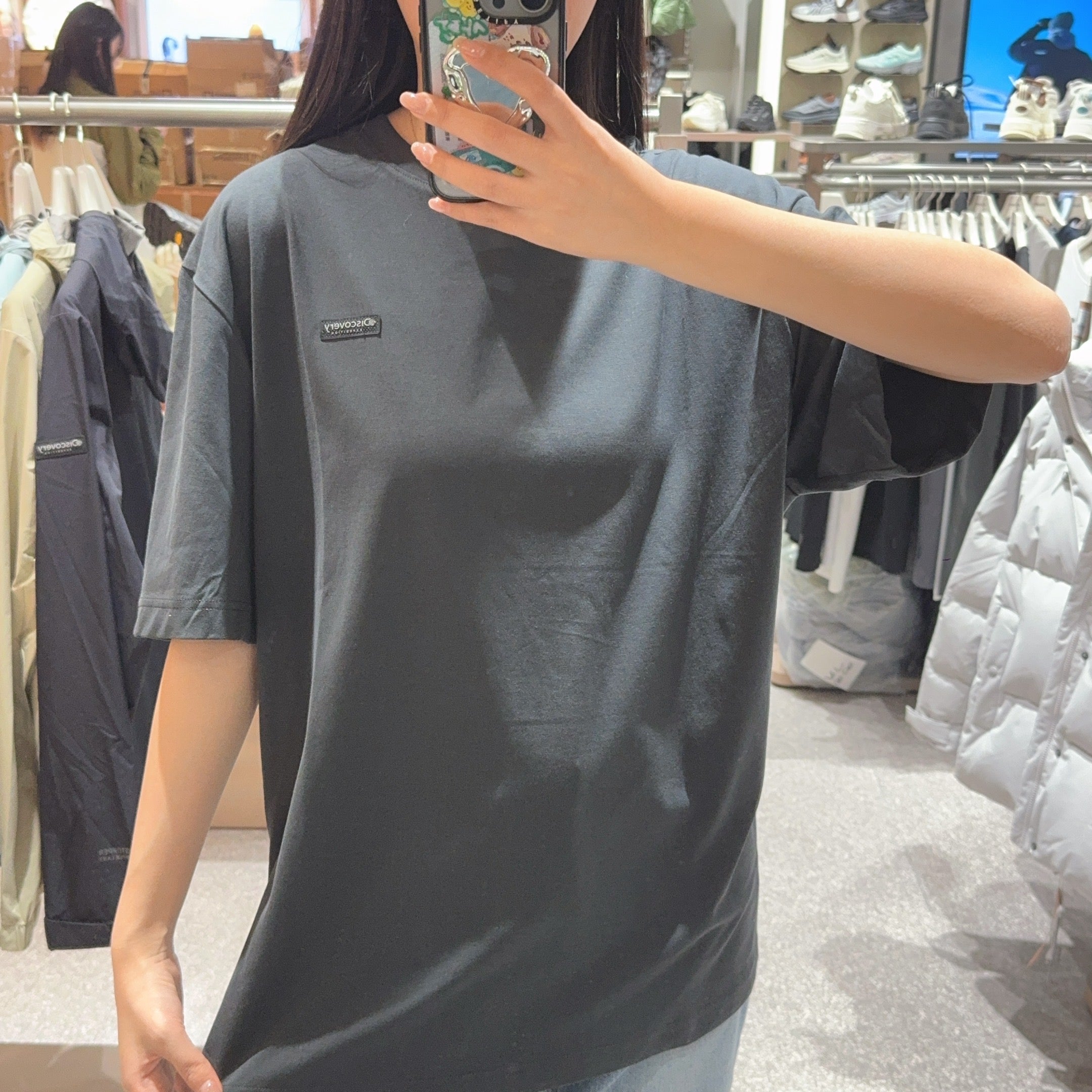 韓國 Discovery Fresh event small logo semi-overfit short sleeve t-shirt【DY186】