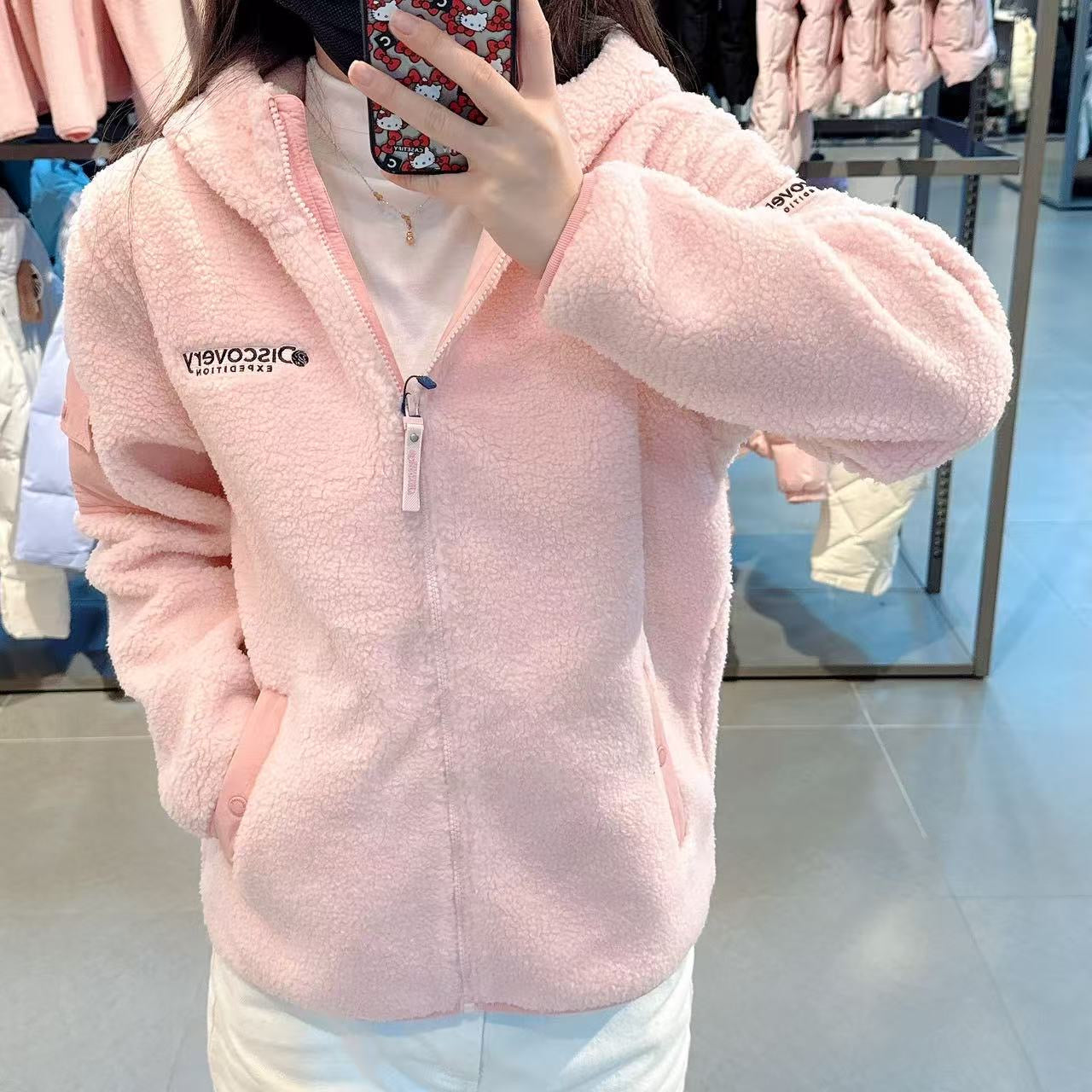 韓國 Discovery Kids Back Graphic Fleece Hooded Jacket【DY162】