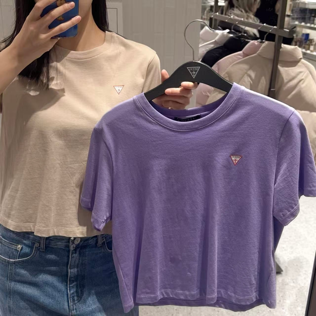 韓國 Guess Uni Semi-Over Original Mini Triangle Short Sleeve T-Shirt【GU011】