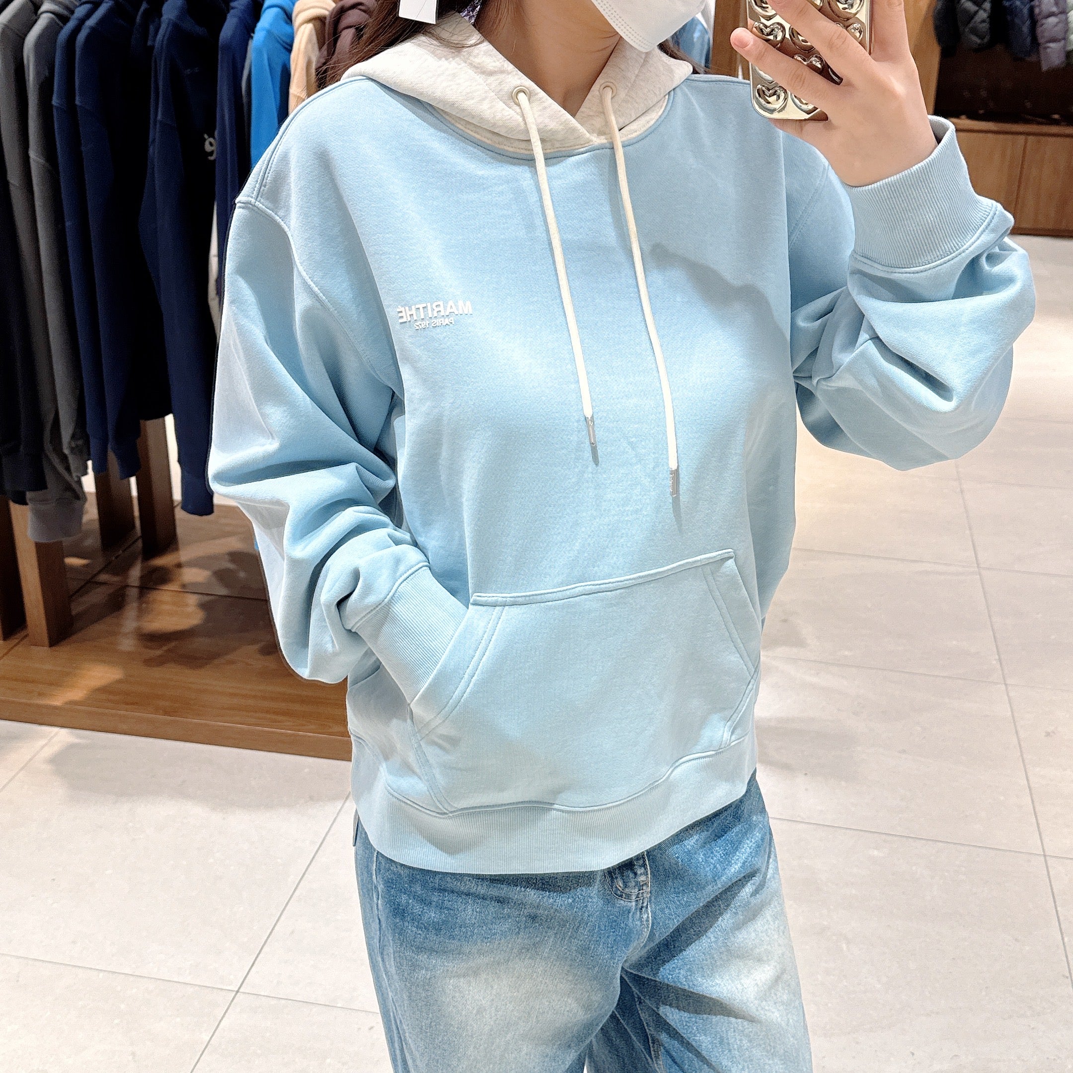 韓國 Marithe Francois Girbaud REGULAR LOGO COLOR BLOCK HOODIE 【MF220】