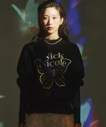 韓國 Nick Nicole BUTTERFLY SIGNATURE SWEATSHIRT【NN041】