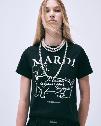 韓國 Mardi Mercredi SLIM TSHIRT SWING THE TAIL DDANJI FLOWER CHOKER - STT Mall HK 靚太網購 -- BLACK IVORY