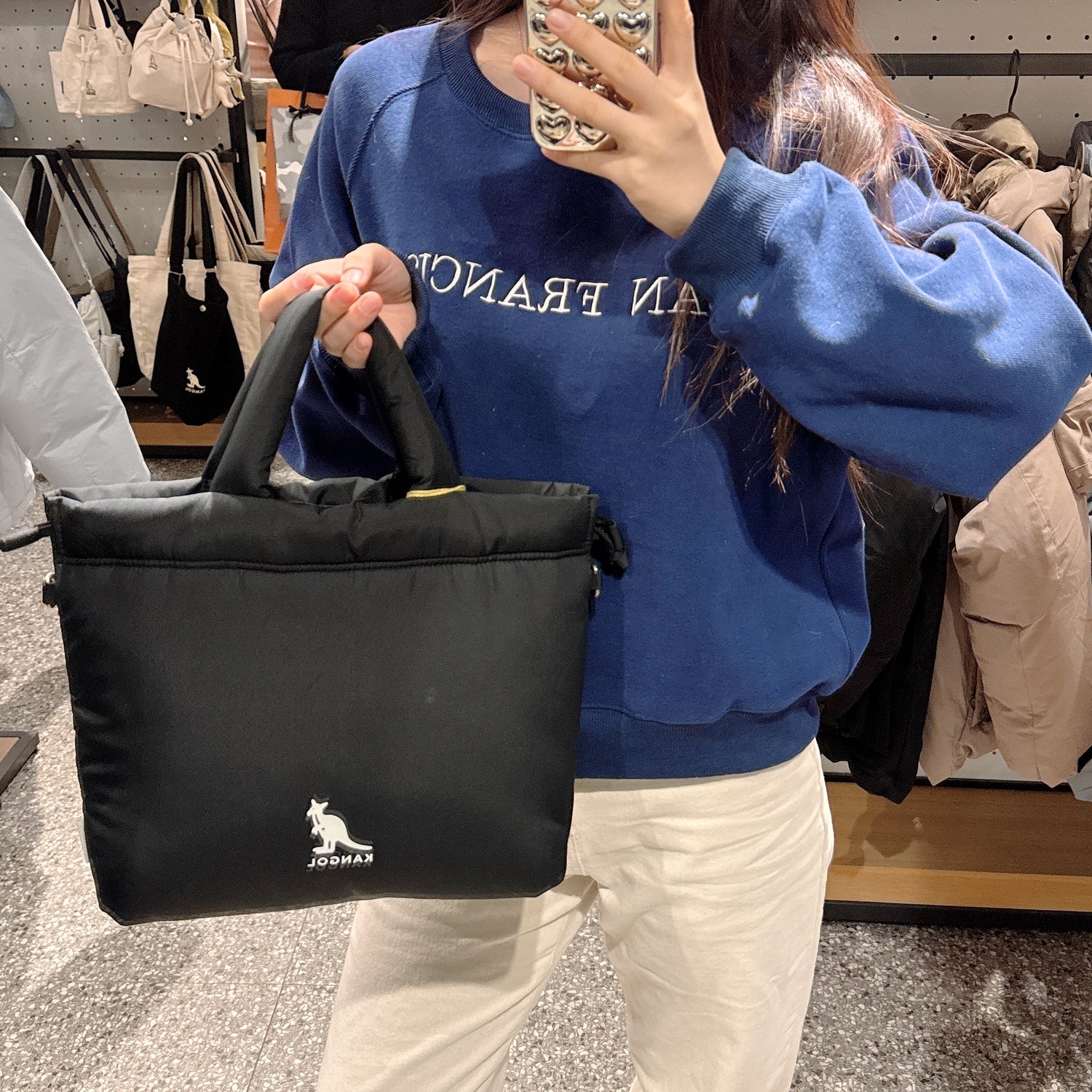 韓國 KANGOL WH PUFFER TOTE BAG【KL014】