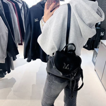 韓國 Mucent Runel Metal Logo Leather Mini Backpack【MU096】