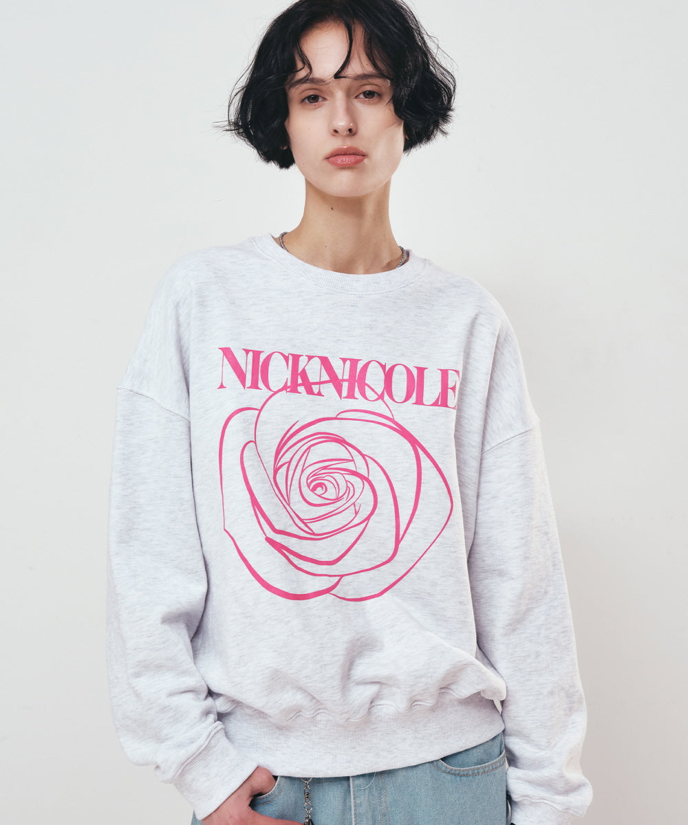 韓國 Nick Nicole Rose Printing Sweatshirt【NK009】