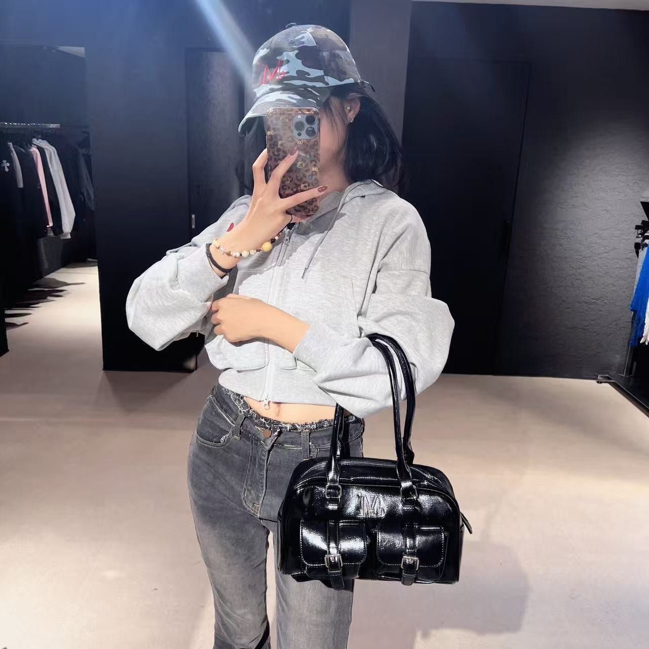 韓國 Mucent Birus Metal Logo Enamel 2 Belt Pocket Shoulder Bag【MU116】